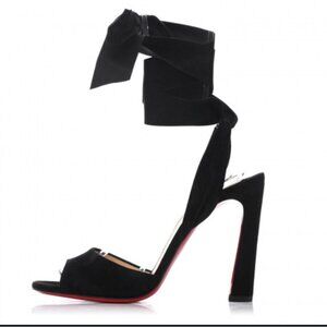 Christian Louboutin Rose Amelie Ankle-Tie Suede Sandals